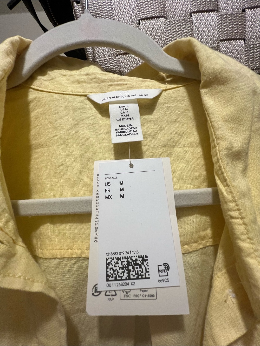 H&M Yellow Linen-Blend Button-Down Shirt